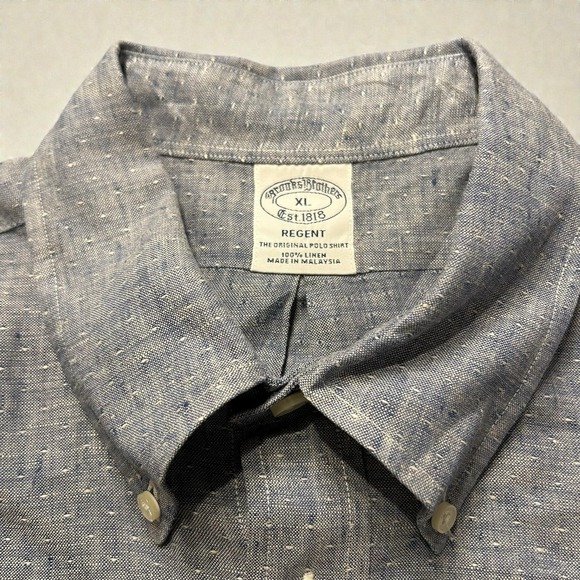 Brooks Brothers Other - Brooks Brothers Mens Regent XL Irish Linen Shirt Baird McNutt Short Sleeve Blue